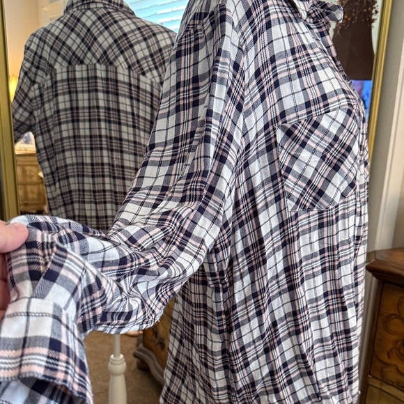 William Rast Checkered Button Down Shirt - Navy and White - Picture 4 of 10